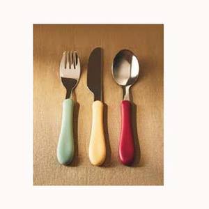 New Customize Silver Plated Flatware Elegant Stainless Steel With Simple Design Multi Color Resin Handle handle <b>Cutlery</b> For <b>Kids</b> - Product Image 1