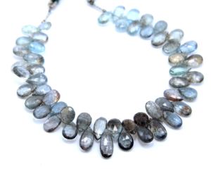 Mousse aigue-marine à facettes en forme de poire perles naturelles taille 10X5MM à 13X6MM env. Perles de fabrication de bijoux de 8 pouces - Product Image 2