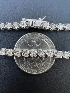 Trendy 3mm Round VVS Moissanite Diamond <b>Tennis</b> <b>Chain</b> With Gold Plated 925 Silver Iced Out Luxury Jewelry At Best Price - Product Image 4