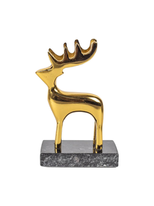 รูปปั้นกวางทองโบราณมีการออกแบบที่ทันสมัยตกแต่งบ้านด้วยโลหะประกอบด้วยฐานหินและอลูมิเนียม - Product Image 4