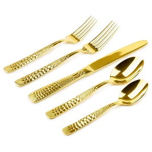 Ensemble de 5 couverts en acier inoxydable, idéal pour la cuisine, les tables, les hôtels et les maisons, ensembles de couverts finis plaqués couleur or - Product Image 1