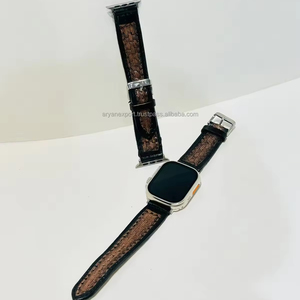 ของแท้มือทํา Toolled ประทับตรานูนหนังดอกไม้ที่มีสีสันตะวันตกตะวันตกเฉียงใต้ใช้งานร่วมกับสายนาฬิกาสายพาน - Product Image 2