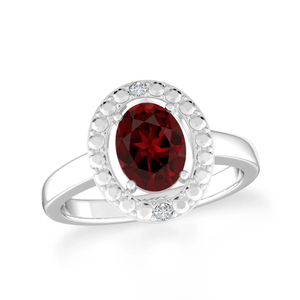 Bague en argent sterling 925 sertie de pierres précieuses naturelles de grenat de forme ovale, classique, tendance, élégante, unisexe, pour mariage et fête - Product Image 1