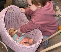 Marche-bébé en rotin tressé artisanal, poussette en rotin pour poupée, chariot, panier, berceau, vente en gros