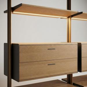 <span class=keywords><strong>Étagère</strong></span> flottante sur pied de luxe minimaliste moderne sur mesure, présentoir de livres, unité d'étagérage décorative pour bureau masculin - Product Image 6