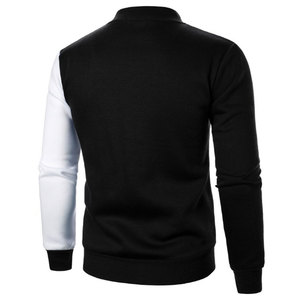 Veste universitaire en toile à bouton unique vintage unisexe noir blanc style streetwear avec bordure côtelée Logo personnalisé Option - Product Image 3