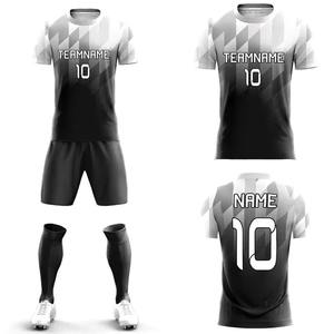 Ensemble de maillot et short de football personnalisé pour homme, respirant, séchage rapide, noir et blanc, jersey uni, haute qualité, antibactérien, sans couture, entraînement - Product Image 2