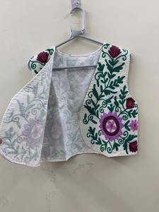 Algodón Suzani Floral Chaleco corto Abrigo Boho Chaqueta Bordado Abrigo Chaleco sin mangas Suzani Chaleco Bordado Chaleco de verano - Product Image 3