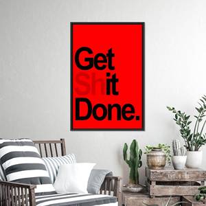 Impressions d'art mural bohème moderne - Cadeau sur toile rouge - Œuvre d'art positive, encadrée en noir - Product Image 1