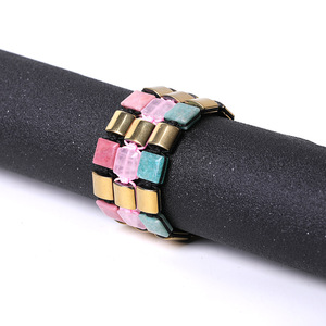 Pulsera de Cuarzo Rosa con Cuentas de Hemasa Fashions, Piedra Cuadrada de Aleación de Zinc, Trenzada, Ajustable, Moderna, Unisex, con Microincrustaciones - Product Image 3