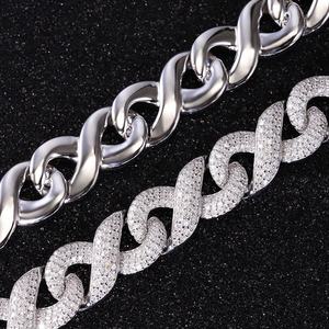 Lujo VVS Moissanite diamante hombres Hip-hop collar cubano 925 plata esterlina cadena cubana encantos para hombres mujeres - Product Image 4