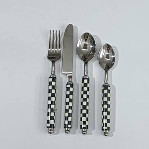 Poignée de designer en acier inoxydable noir et blanc avec résine, acier inoxydable créatif arc-en-ciel noir, cadeau argenté personnalisable - Product Image 1