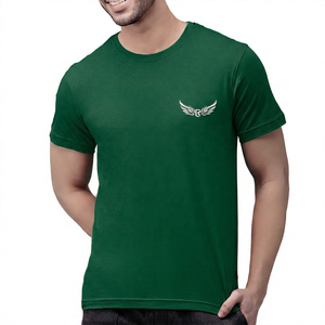 T-shirt rouge uni à col rond et manches courtes pour homme avec logo, décontracté, respirant, coupe jersey, longueur standard - Product Image 4