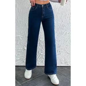 กางเกงยีนส์เดนิมสีน้ำเงินเคลือบหินแบบรักษ์โลกสำหรับผู้หญิงสุดหรู เอวสูง ขากว้าง ทรงหลวม นุ่ม ยืดหยุ่น ทนทาน แฟชั่นสตรีทแวร์ - Product Image 4