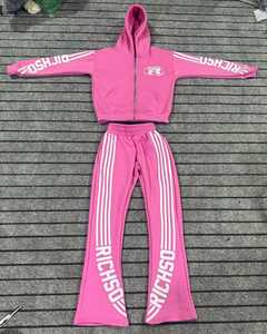 Conjunto Deportivo Personalizado con Logotipo Bordado para Hombre, Sudadera con Cremallera y Pantalones Deportivos de Algodón a Rayas, Conjunto para Correr OEM - Product Image 2