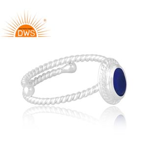 Anillo de piedras preciosas de lapislázuli Natural de Plata de Ley 925, joyería personalizada para mujer, regalo para ella - Product Image 4