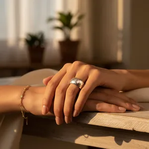 Anillo de Cóctel con Cúpula de Plata 925, Joyería Minimalista Unisex para Uso Diario - Product Image 3