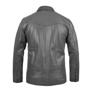 Custom Made Men's Fashion Leather Shirt Leather Fashion Shirt Leather Shirt Casual <b>Grey</b> Fit High Quality Hot Selling Product - Product Image 2