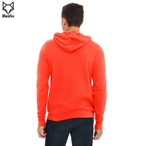Sweat-shirt à capuche rouge pour homme, coupe classique, en molleton de coton, couleur unie, avec poche, pour l'automne - Product Image 5