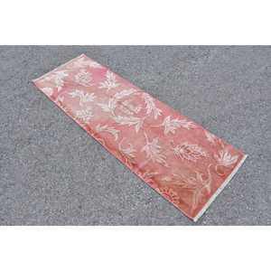 2.1x6.3 ft Rug, Turkish Vintage Rug, <b>Red</b> Floral <b>Wool</b> Rug - Product Image 1