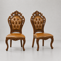 Chaise de salle à manger en bois de chêne européen et cuir véritable, en stock, prête à être expédiée, mobilier pour hôtel, restaurant, salle à manger, chaise haute à dossier haut
