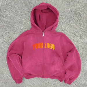 400 Gsm Polyester/Coton Polaire Lourd Surdimensionné Lavé À L'acide Badge Pull Hoodies Drop Shoulder Boxy Fit Crop Sweat - Product Image 6