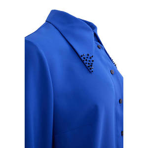 Chic Ladies Poplin <b>Tunic</b> with Floral <b>Embroidered</b> Neckline for Office and Party - Product Image 3