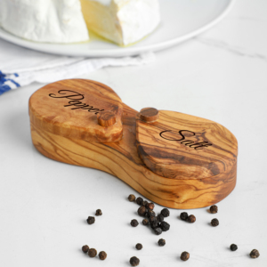 Premium Eco-Friendly Olive Wood <b>Herb</b> Spice Storage <b>Box</b> Handcrafted Dual Spice Hinged Lids Salt Pepper Organiser Tools ArtisRaw - Product Image 3