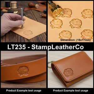 LT235 Small Cluster Rose 18x17mm (5/7 \ "X 2/3 \") Sello de cuero para manualidades Motivo de rosa - Product Image 1