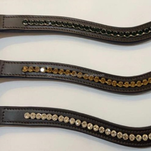 Personnalisé 1 rangée de cristaux ronds strass bling chaîne beaucoup de couleurs vide canal cuir cheval front bande en plein cob sur la taille - Product Image 5