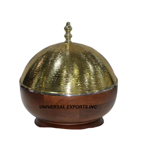 Casserole à double paroi en acier inoxydable Finition or Faite à la main Casserole de créateur Réchauffeur d'aliments en métal de luxe de qualité supérieure - Product Image 3