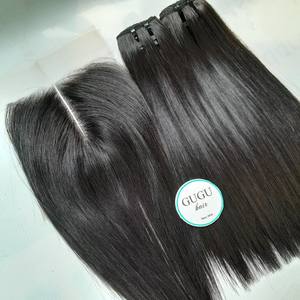 ผมแท้เวียดนาม GUGU HAIR 100% แบบ Remy  พร้อมเชือกผูกผมแบบ Lace Closure  ถักสองชั้น  สีธรรมชาติ  ตรงแบบ Bone Straight  ขนาด 6-40 นิ้ว น้ำหนัก 100 กรัม - Product Image 1