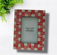 Cadre photo en bois de corne de buffle marron, incrustation d'os, qualité export classique, 4-6 pouces, décoration polyvalente pour la maison, cadeau pour le salon