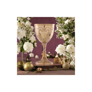 Handcrafted Brass <b>Goblet</b> Chalice Cup 210ml | Vintage Engraved Drinkware | Antique Finish Royal Glass Decorative Tableware Gift - Product Image 2