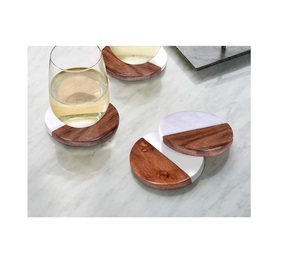Recién llegado, posavasos redondos de mármol y madera, soporte de madera epoxi, posavasos para taza de té de Color personalizado, artículos de cocina, posavasos, manteles y almohadillas - Product Image 1