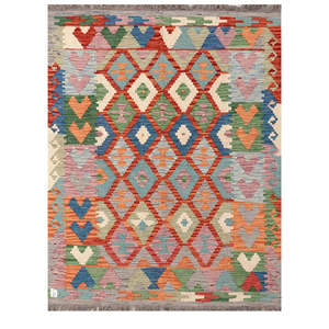 Alfombra Kilim de Maimana, Afganistán, 196 x 151 cm, Alfombras y Juegos de Alfombras - Product Image 1
