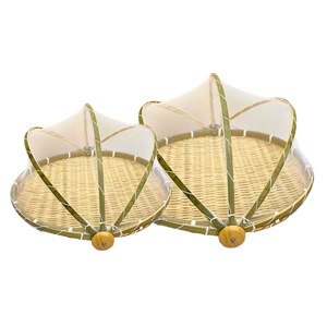 Premium Vietnamese BAMBOO TRAY with <b>Mesh</b> Cover Handmade Serving Tray in Various Sizes Vietnam Crafts - Product Image 1