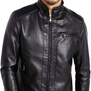 Chaqueta de Cuero Vacuno para Hombre, Transpirable, Ecológica, de Secado Rápido, Cálida para Invierno, Cuello Alto, Estilo Casual, Servicio OEM de Alta Calidad - Product Image 1