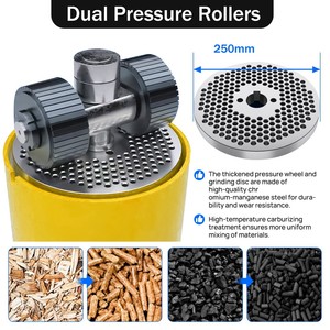 Presse à granulés de bois 15 kW, granulateur de biomasse robuste pour sciure de bois, coques de riz, paille, 300 kg/h, 380V, avec engrenages et roulements - Product Image 5