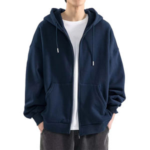 Sweat à capuche pour homme, coupe classique, épaules tombantes, nouveau style streetwear, 100% coton, logo personnalisé, écologique, pour l'hiver, fermeture éclair intégrale - Product Image 2