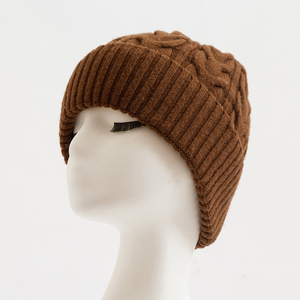 Gorro de lana 100% con puños, gorros de invierno cálidos unisex, gorro suave, transpirable, acogedor, elástico, tejido con puños, Jacquard - Product Image 1