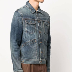Veste en jean pour homme de haute qualité, fabriquée en usine, col montant personnalisé, style streetwear, nouveauté pour l'hiver - Product Image 3