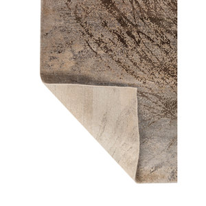 Alfombra de seda anudada a mano Entropy Ivory, modelo AKPS-13012, rectangular, con diseño abstracto, suave, para sala de estar, modelo para habitación. - Product Image 5