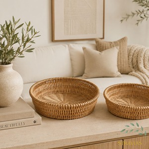 <b>Square</b> <b>Wicker</b> Fruit <b>Basket</b> Set Handmade Eco-Friendly Storage <b>Baskets</b> Natural Rattan Modern Multifunction Artex Green Earth Made - Product Image 3