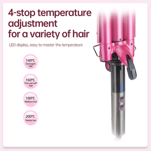 Rizador de <span class=keywords><strong>Tres</strong></span> barriles/rizador de temperatura LCD para olas de playa y rizador de ondas naturales de larga duración - Product Image 5