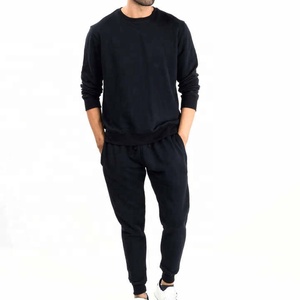 Conjunto Deportivo GLORY Unisex de Felpa de Algodón Negro, Sudadera de Cuello Redondo y Pantalones Jogger, Ecológico, Tallas Grandes, Diseño Casual de Invierno - Product Image 1