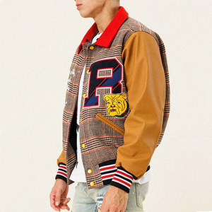 OEM Custom High Quality Leather Sleeve Chenille Embroidery Wool Bomber Basketball Jackets College Crop Varsity Jackets Men - Product Image 4