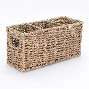 Cesta de cubiertos trenzada de hierba marina, organizador de utensilios de paja de algas marinas, contenedor de almacenamiento para mesa de cocina - Product Image 1