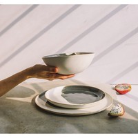 Service de vaisselle en céramique artisanale, peinte à la main, écologique, compatible lave-vaisselle et micro-ondes, assiettes, bols à soupe, personnalisable, moderne