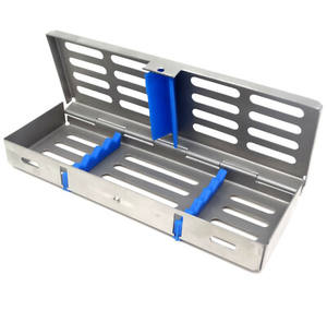 Caja de estante de bandeja de autoclave de alta calidad 5 uds esterilización instrumentos quirúrgicos dentales Cassette bandeja de Metal de acero - Product Image 1